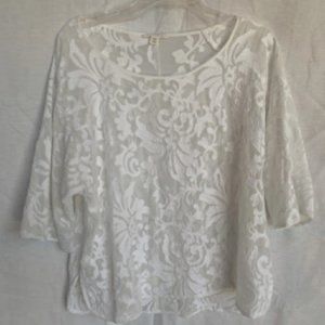 Anthropologie Paper Crown Embroidered Lace Top